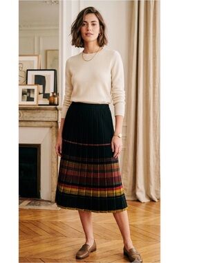 Vintage Rodier Paris Made-in-France Midi Pleated Striped Knit Skirt-Measurement